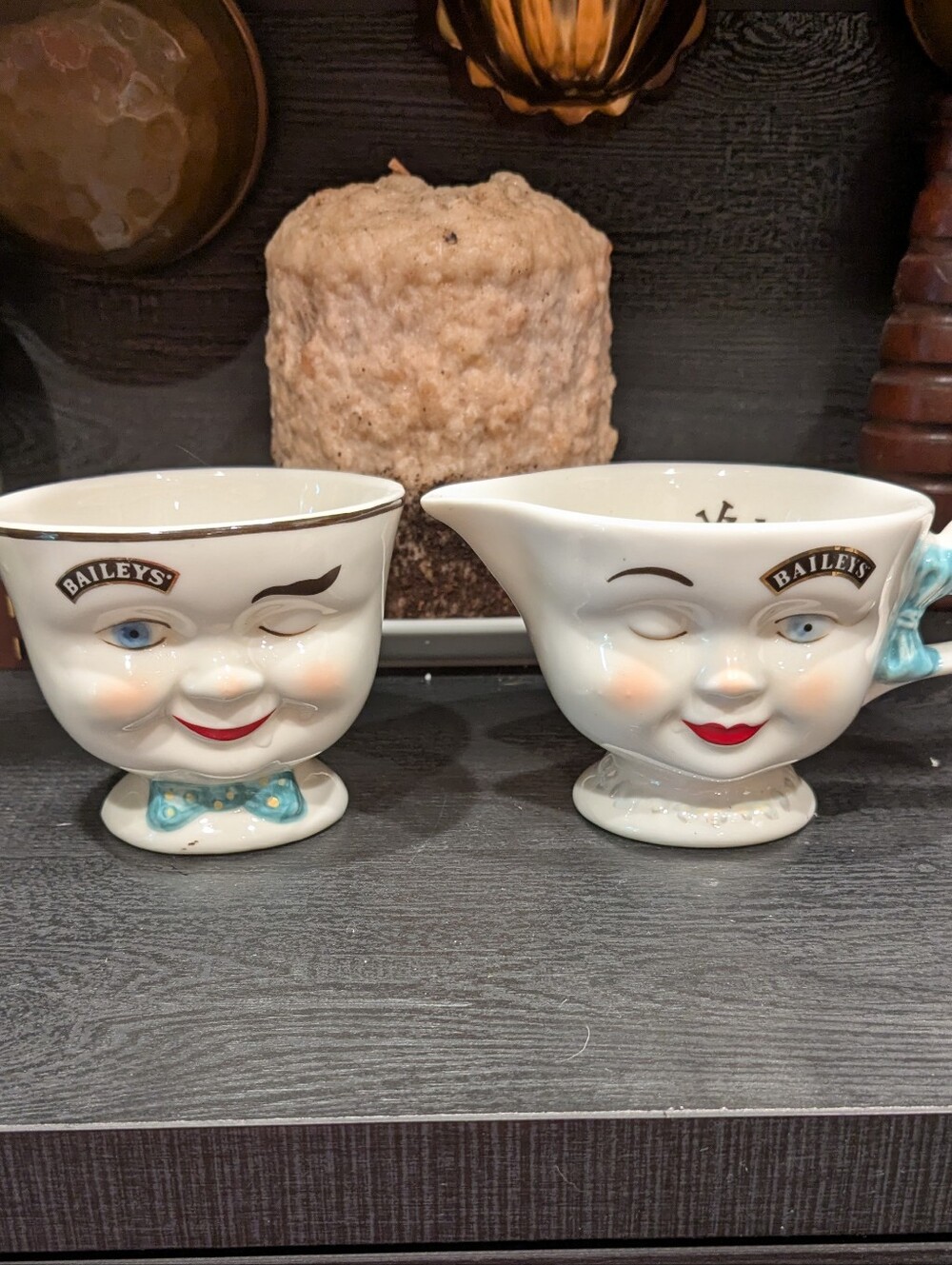 1996 Baileys Irish Cream Limited Edition Wink Face Sugar Bowl & Creamer Set